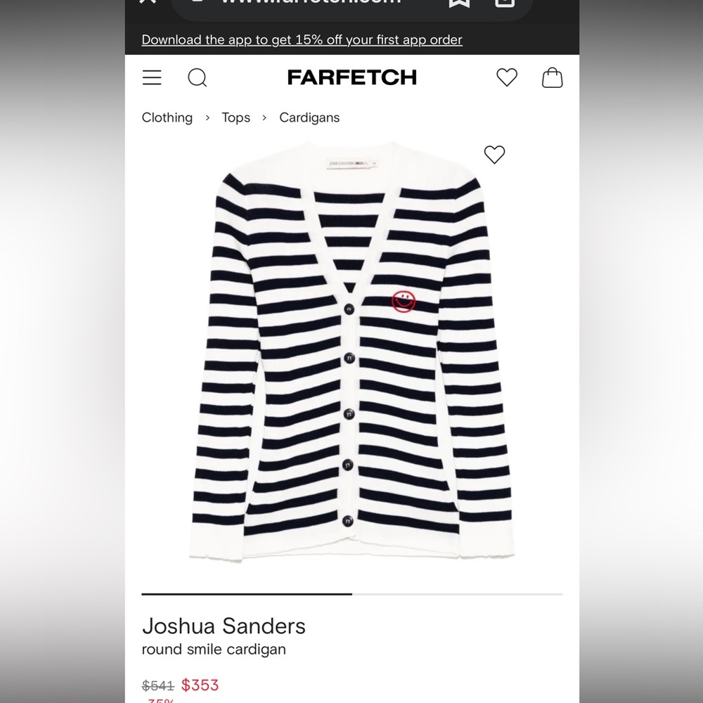 Joshua Sanders Striped Black and White Cardigan Sweater. NWT, small